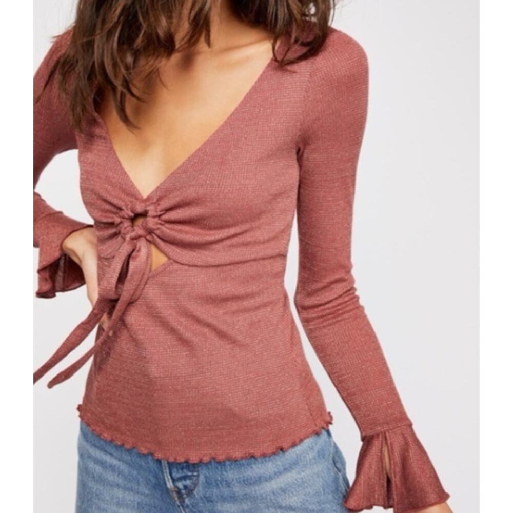 Free People Top Say When Pink Metallic Going Out Boho Festival Shimmer Glam